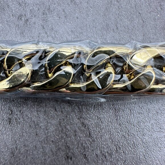 The Limited Gold Tone Thick Chunky Chain Link Toggle Tassel Charm Cuff Bracelet - Picture 9 of 12